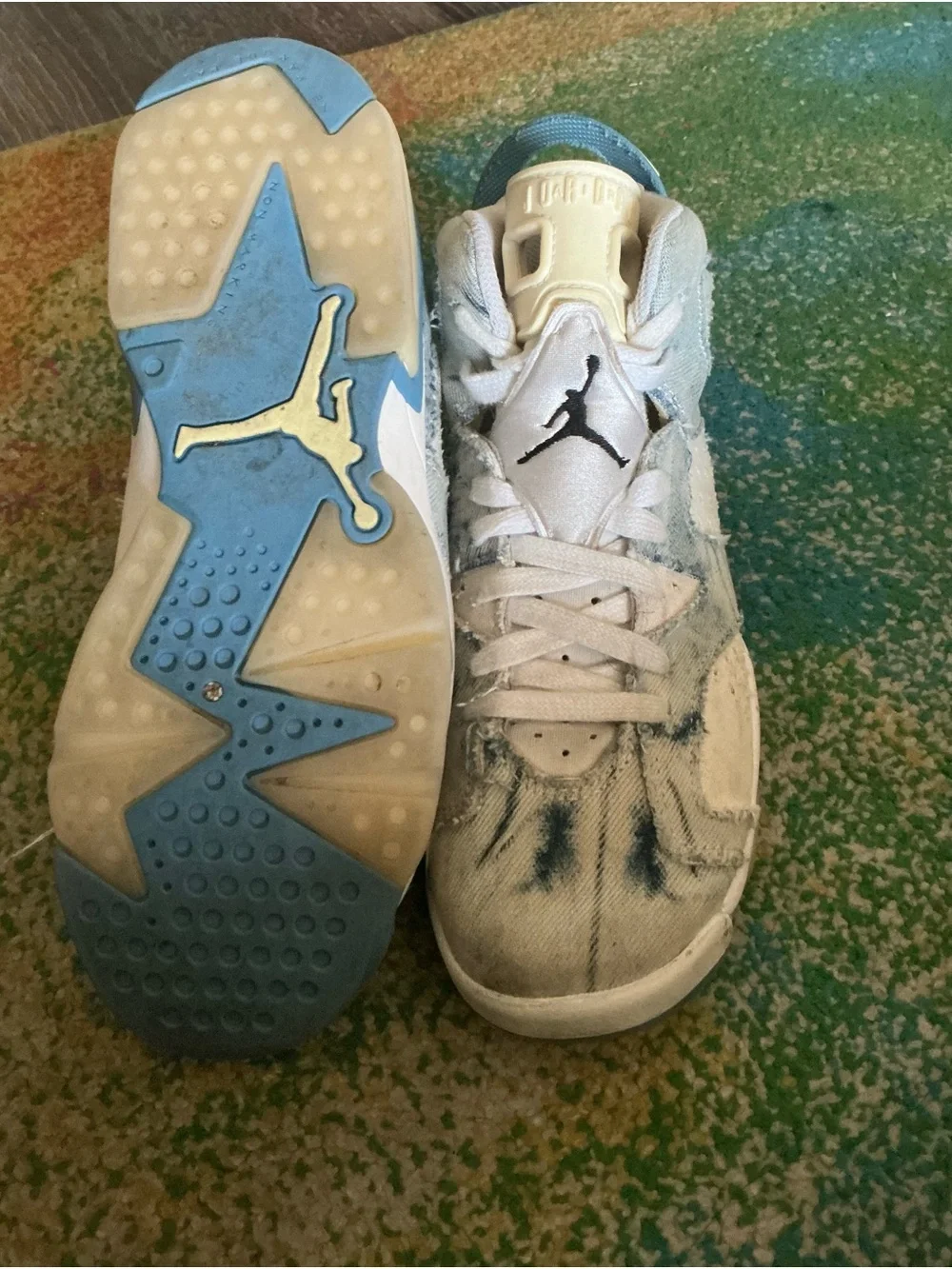 Jordan Kids White & Light Blue Basketball Sneakers
